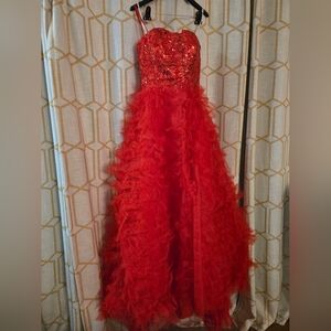 SHEIN Red Sequin and Tulle Dress